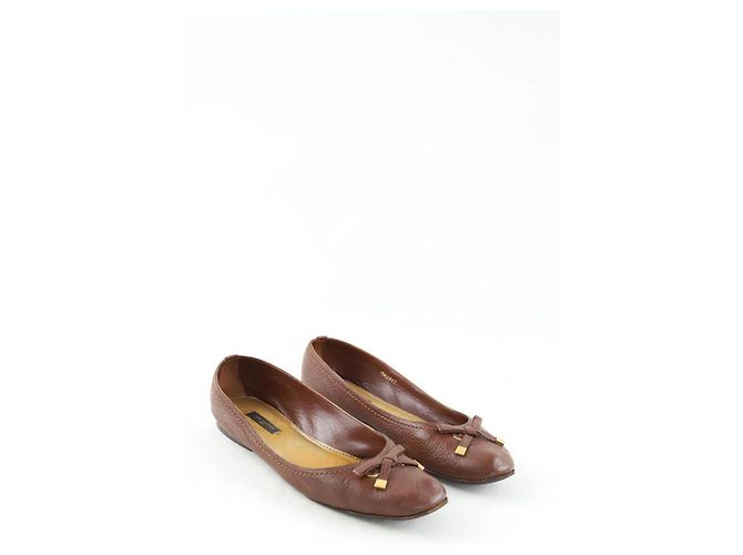 Louis Vuitton Bailarinas de cuero marrón Castaño - vista 3