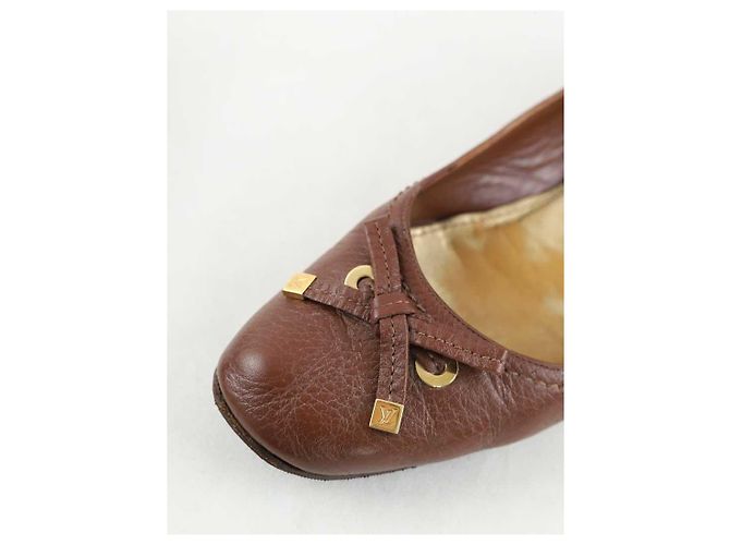 Louis Vuitton Bailarinas de cuero marrón Castaño - vista 4