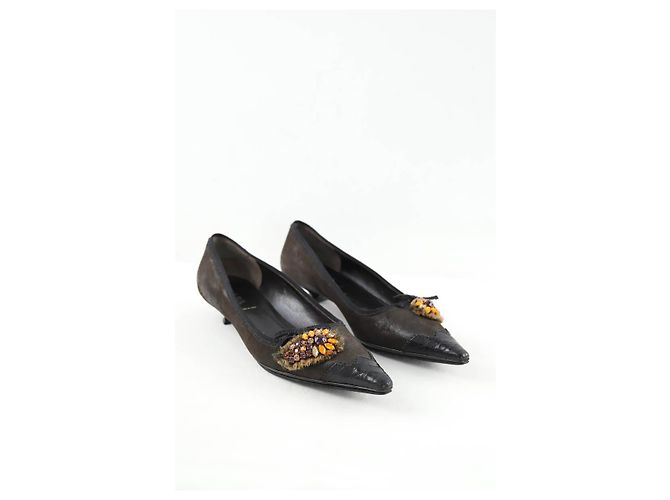 Prada Bailarinas de ante caqui - vista 3