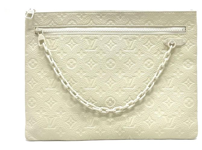 Pochette A4 in pelle Taurillon Monogram Louis Vuitton Bianco - vista 2