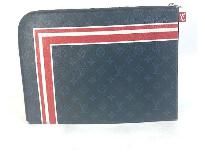 Borsa Clutch Pochette Jour GM Monogramma Cobalto di Louis Vuitton Bianco Rosso Blu navy - vista 2