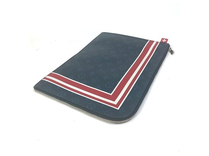 Borsa Clutch Pochette Jour GM Monogramma Cobalto di Louis Vuitton Bianco Rosso Blu navy - vista 3