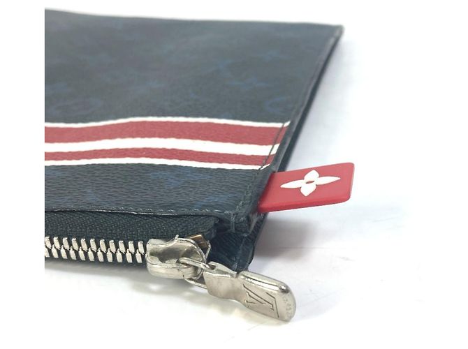Borsa Clutch Pochette Jour GM Monogramma Cobalto di Louis Vuitton Bianco Rosso Blu navy - vista 4