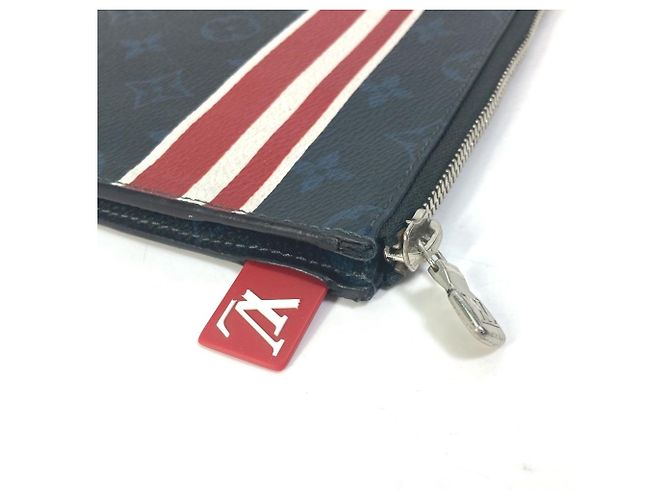 Borsa Clutch Pochette Jour GM Monogramma Cobalto di Louis Vuitton Bianco Rosso Blu navy - vista 5