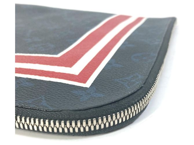 Borsa Clutch Pochette Jour GM Monogramma Cobalto di Louis Vuitton Bianco Rosso Blu navy - vista 6