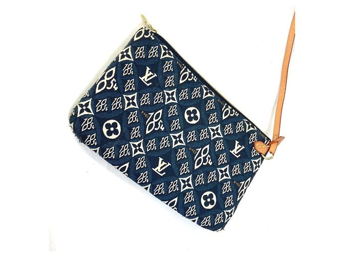 Borsa a Spalla Neverfull MM in Jacquard Monogram Louis Vuitton M57484 Blu navy - vista 13