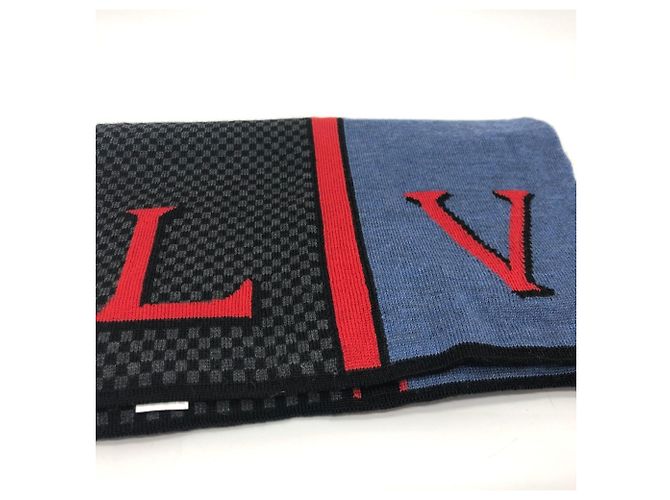 Chal de lana Louis Vuitton en negro y azul - vista 2