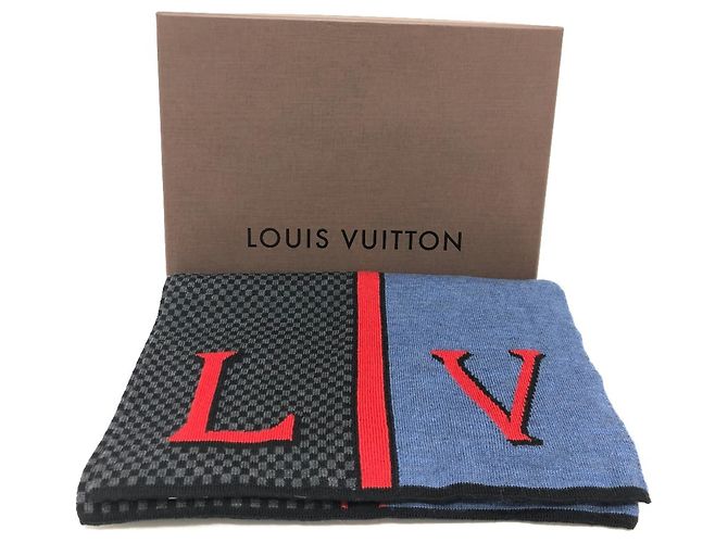 Chal de lana Louis Vuitton en negro y azul - vista 6