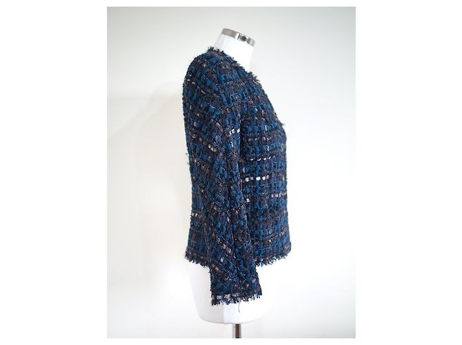 Blazer de tweed de seda azul de CHANEL. - vista 3