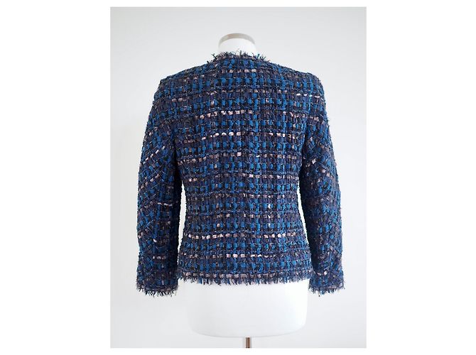 Blazer de tweed de seda azul de CHANEL. - vista 4