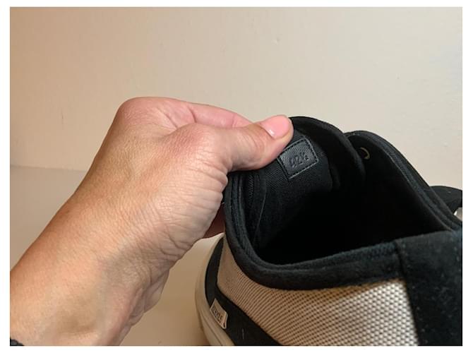 Sneakers Hermès in cotone nero e beige - vista 3