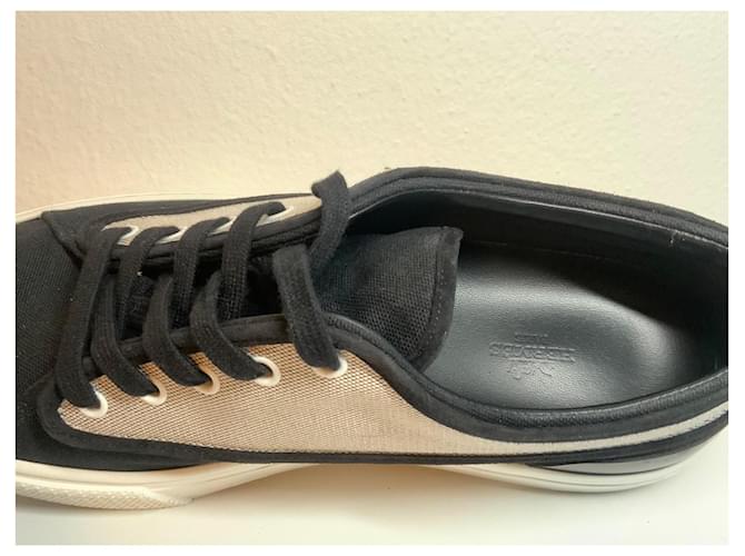 Sneakers Hermès in cotone nero e beige - vista 4