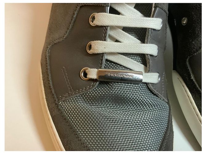 Christian Dior Dior uomo in pelle grigia e camoscio basso Grigio Nocciola Marrone chiaro - vista 3