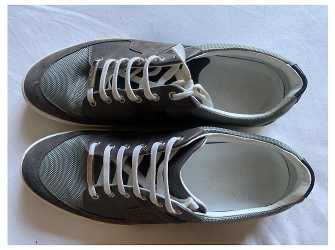 Christian Dior Dior uomo in pelle grigia e camoscio basso Grigio Nocciola Marrone chiaro - vista 8