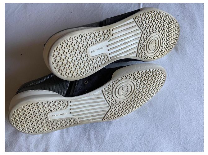 Christian Dior Dior uomo in pelle grigia e camoscio basso Grigio Nocciola Marrone chiaro - vista 9