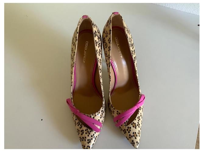 Décolleté Dsquared2 in pelle leopardata rosa Stampa leopardo - vista 2