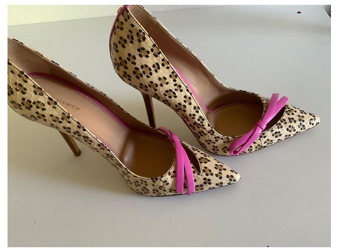 Décolleté Dsquared2 in pelle leopardata rosa Stampa leopardo - vista 5