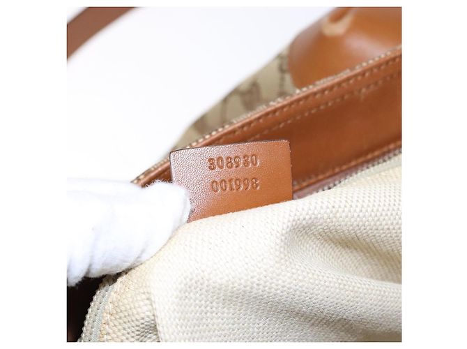 Borsa a Spalla GG Canvas Gucci Beige Argento 308930 Auth yk18742 - vista 21