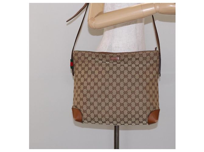 Borsa a Spalla GG Canvas Gucci Beige Argento 308930 Auth yk18742 - vista 22