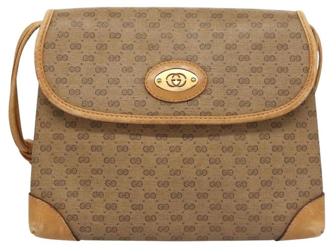 Gucci Borsa a Spalla Micro GG Supreme PVC Beige Oro 007 92 5548 Auth BA4470 D'oro - vista 2