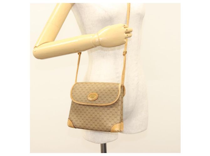 Gucci Borsa a Spalla Micro GG Supreme PVC Beige Oro 007 92 5548 Auth BA4470 D'oro - vista 23