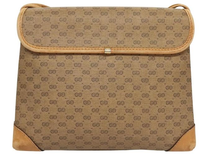 Gucci Borsa a Spalla Micro GG Supreme PVC Beige Oro 007 92 5548 Auth BA4470 D'oro - vista 3