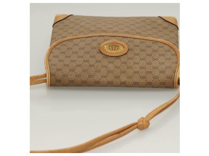 Gucci Borsa a Spalla Micro GG Supreme PVC Beige Oro 007 92 5548 Auth BA4470 D'oro - vista 6