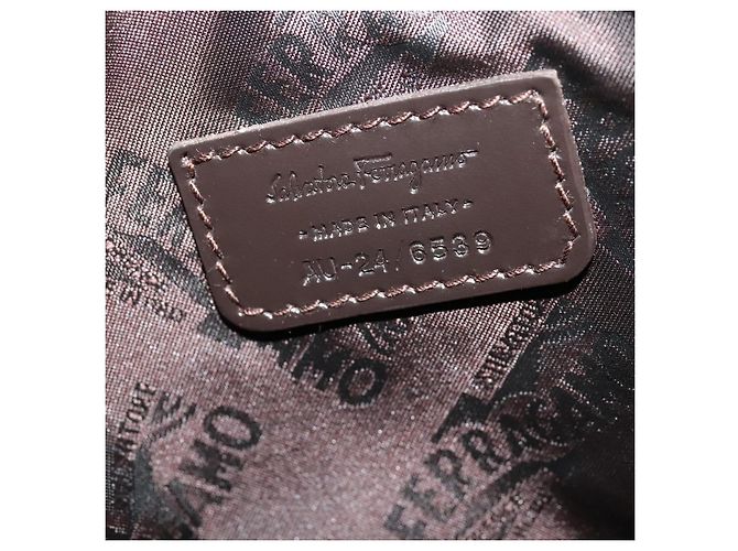 Borsa a Spalla Salvatore Ferragamo Nylon Marrone Argento Autentica BA4348 - vista 15