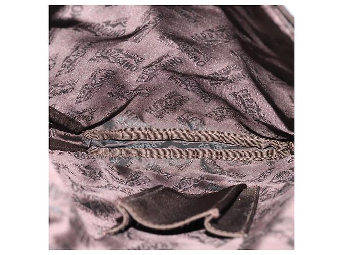 Borsa a Spalla Salvatore Ferragamo Nylon Marrone Argento Autentica BA4348 - vista 16