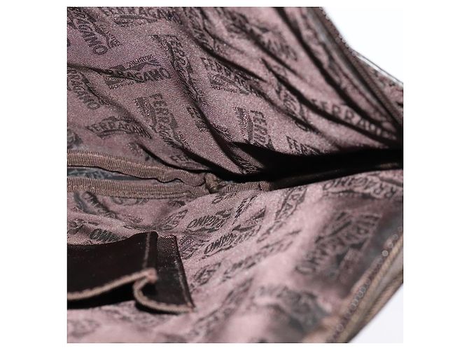 Borsa a Spalla Salvatore Ferragamo Nylon Marrone Argento Autentica BA4348 - vista 17