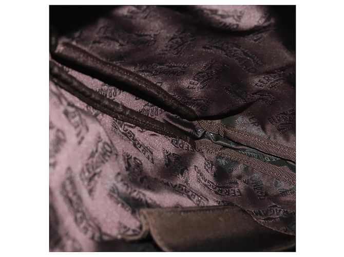 Borsa a Spalla Salvatore Ferragamo Nylon Marrone Argento Autentica BA4348 - vista 18