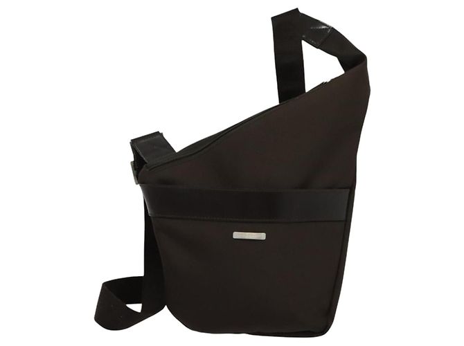Borsa a Spalla Salvatore Ferragamo Nylon Marrone Argento Autentica BA4348 - vista 2