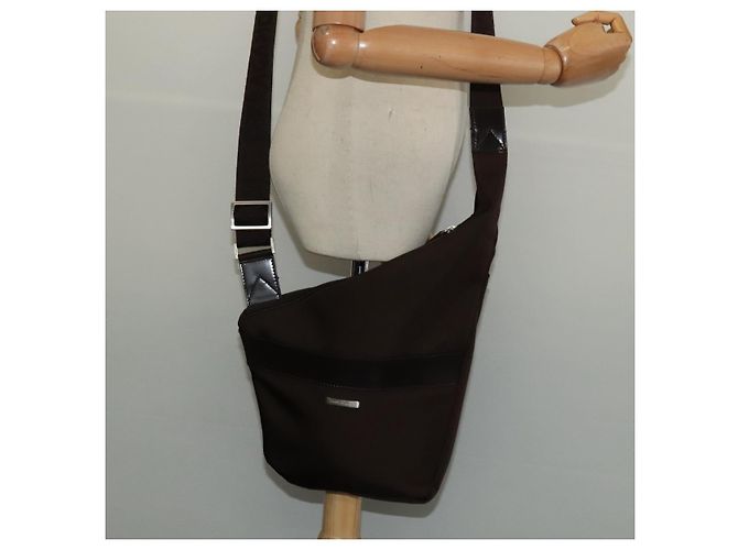 Borsa a Spalla Salvatore Ferragamo Nylon Marrone Argento Autentica BA4348 - vista 22