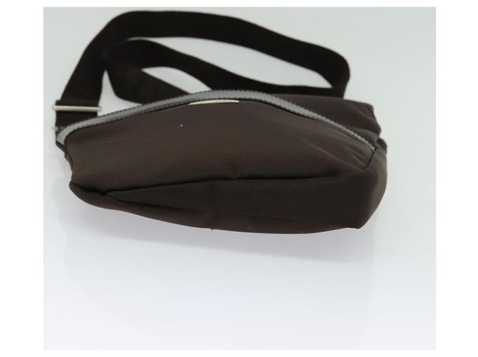Borsa a Spalla Salvatore Ferragamo Nylon Marrone Argento Autentica BA4348 - vista 9