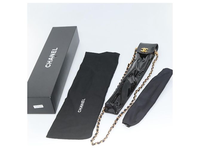 Ombrello pieghevole CHANEL & custodia per ombrello in nylon nero CC Auth 132558 - vista 11