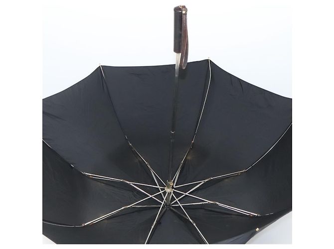 Ombrello pieghevole CHANEL & custodia per ombrello in nylon nero CC Auth 132558 - vista 7
