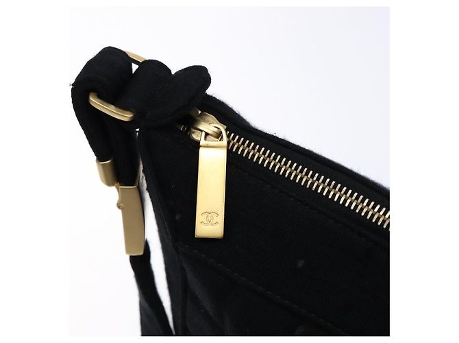 CHANEL Borsa a Spalla Choco Bar Cotone Nero Oro CC Auth bs28407 D'oro - vista 16