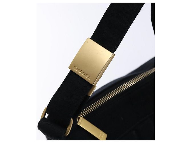 CHANEL Borsa a Spalla Choco Bar Cotone Nero Oro CC Auth bs28407 D'oro - vista 17