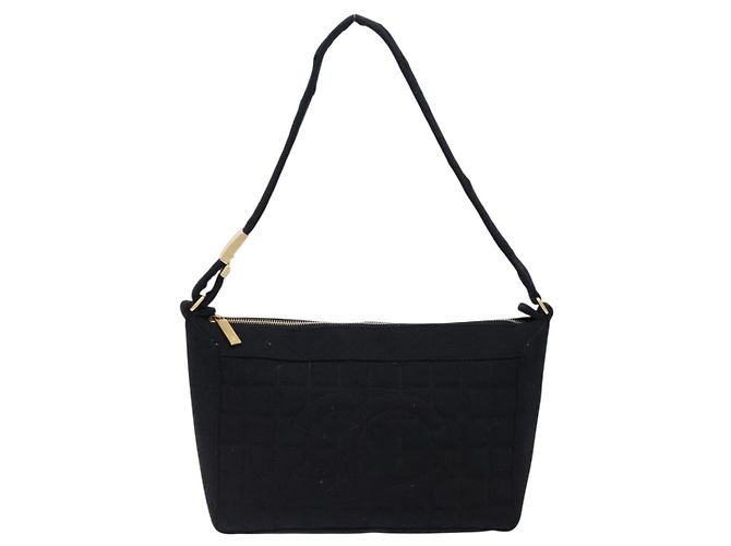 CHANEL Borsa a Spalla Choco Bar Cotone Nero Oro CC Auth bs28407 D'oro - vista 2