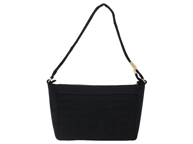 CHANEL Borsa a Spalla Choco Bar Cotone Nero Oro CC Auth bs28407 D'oro - vista 3