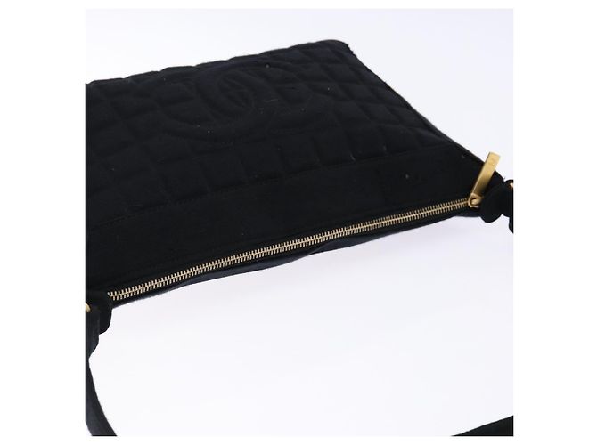 CHANEL Borsa a Spalla Choco Bar Cotone Nero Oro CC Auth bs28407 D'oro - vista 6