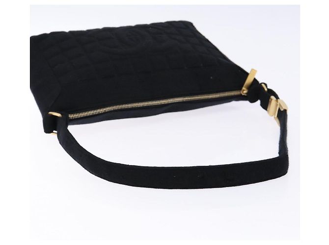 CHANEL Borsa a Spalla Choco Bar Cotone Nero Oro CC Auth bs28407 D'oro - vista 7