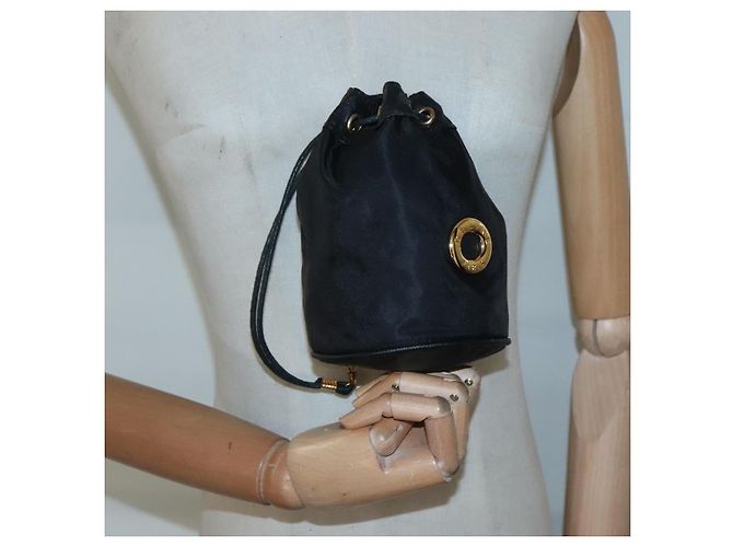 Pochette CÉLINE Nylon Nero Oro Auth 129752 D'oro - vista 18