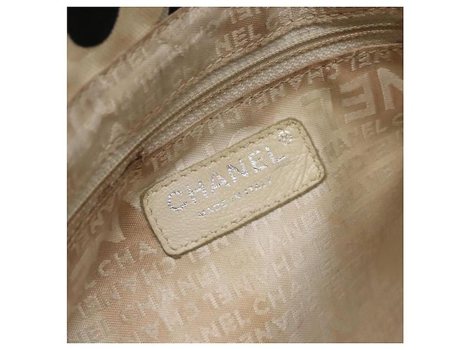 CHANEL Borsa Tote Canvas Bianca Argento CC Auth 134829 Bianco - vista 14