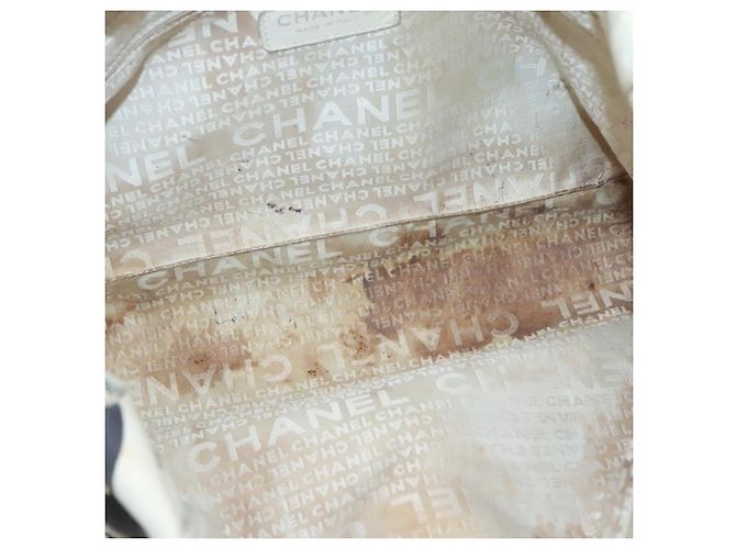 CHANEL Borsa Tote Canvas Bianca Argento CC Auth 134829 Bianco - vista 15