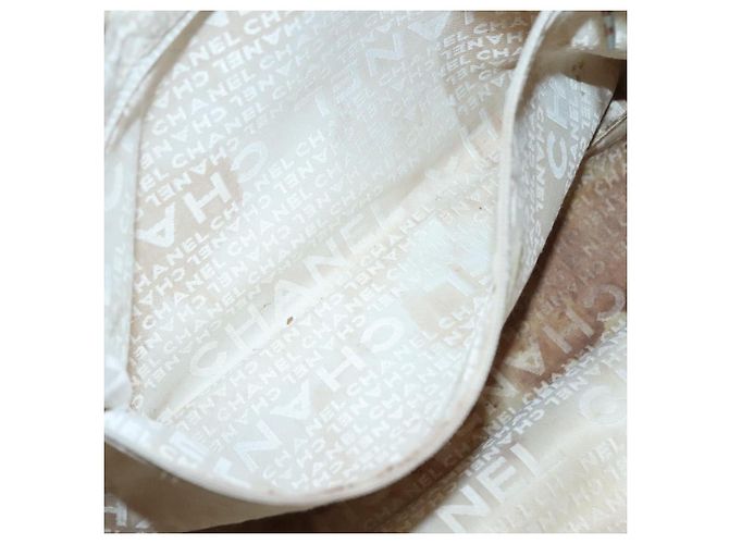 CHANEL Borsa Tote Canvas Bianca Argento CC Auth 134829 Bianco - vista 18