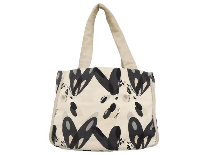 CHANEL Borsa Tote Canvas Bianca Argento CC Auth 134829 Bianco - vista 3