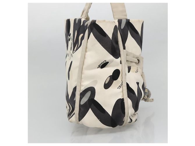 CHANEL Borsa Tote Canvas Bianca Argento CC Auth 134829 Bianco - vista 4
