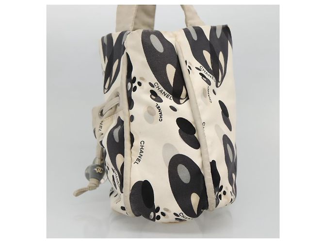 CHANEL Borsa Tote Canvas Bianca Argento CC Auth 134829 Bianco - vista 5