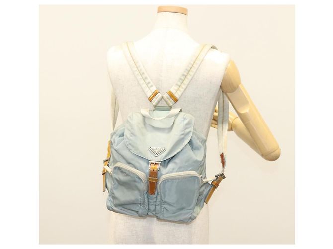 PRADA Backpack Nylon Light Blue Silver Auth 134383 Silvery - view 31